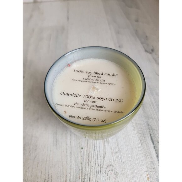 pier 1 green tea vert soy candle Xmas ceramic - Picture 3 of 6